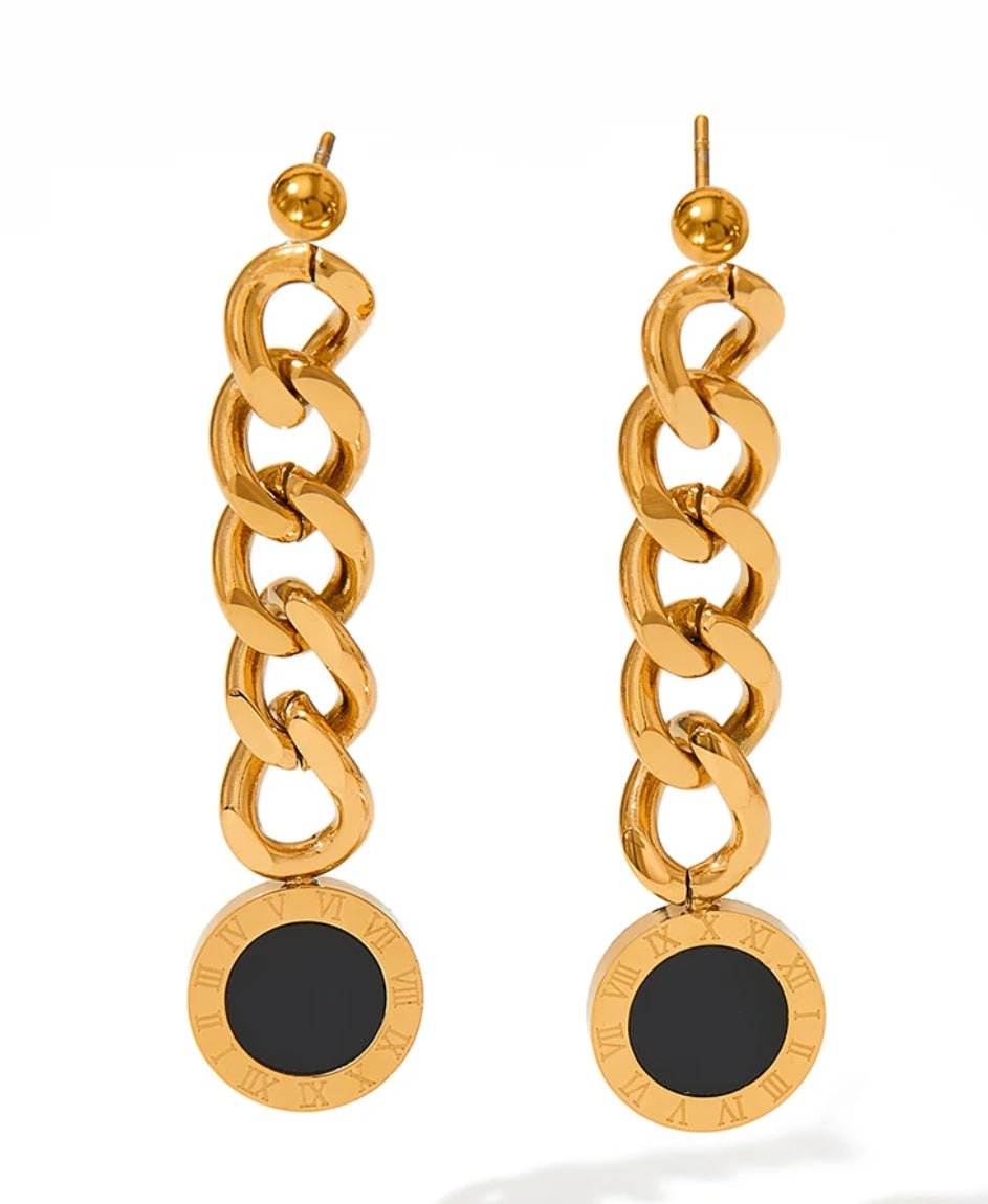 Black Clock Earrings