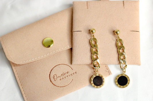 Black Clock Earrings